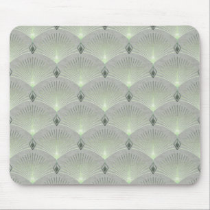 Alfombrilla De Ratón Delicada, verde y gris, art deco.
