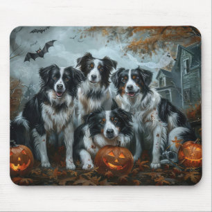 Alfombrilla De Ratón Delicia de Perro de Noche de Halloween de Border C