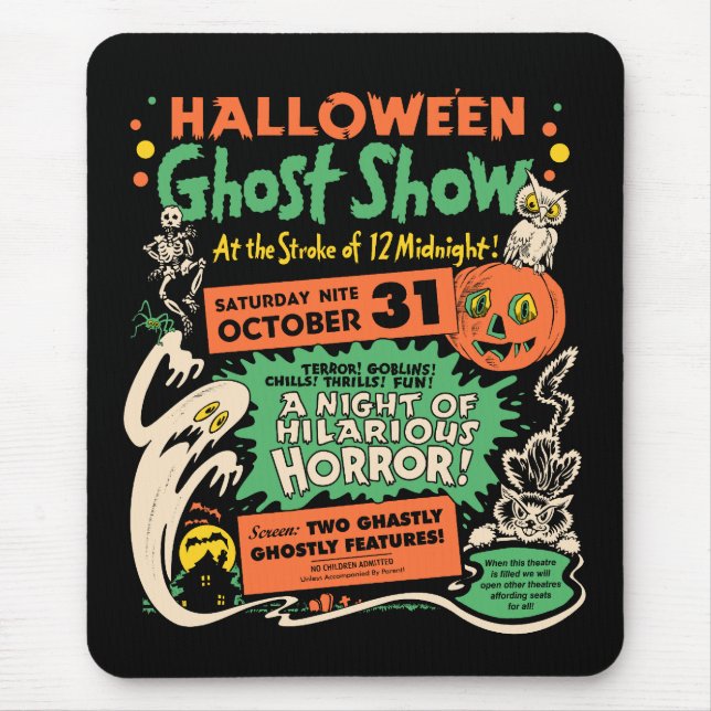 Alfombrilla De Ratón Demostración 1950 del fantasma de Halloween (Frente)