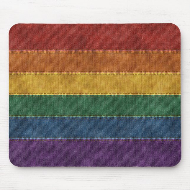 Alfombrilla De Ratón Denim texturado Seamless LGBTQ Prima Arcoiris Band (Frente)