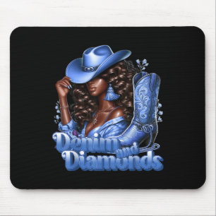 Alfombrilla De Ratón Denim Y Diamantes Vaqueros Africanos Con Orgullo D