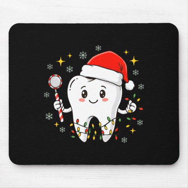 Alfombrilla De Ratón Dentist Christmas Teeth Xmas Lights Funny Dental S (Frente)