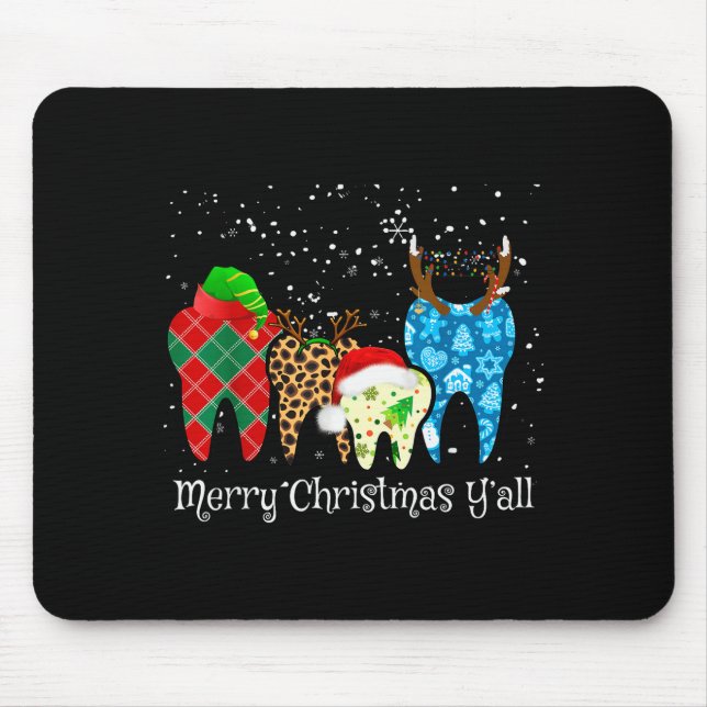 Alfombrilla De Ratón Dentist Teeth Santa Hat Leopard Plaid Dental Merry (Frente)