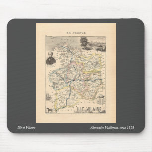 Alfombrilla De Ratón Departamento Ille et Vilain, Mapa Alexandre Vuille