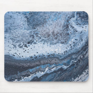Alfombrilla De Ratón Deriva Oceánica Azul y Gris Abstracta