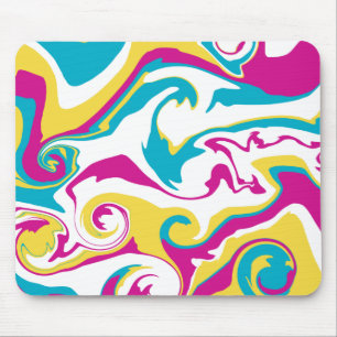 Alfombrilla De Ratón Derrame - Turquesa, Amarillo, Rosa y Blanco