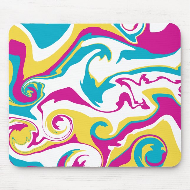Alfombrilla De Ratón Derrame - Turquesa, Amarillo, Rosa y Blanco (Frente)
