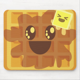 Alfombrilla De Ratón desayuno kawaii waffle con mantequilla y jarabe de