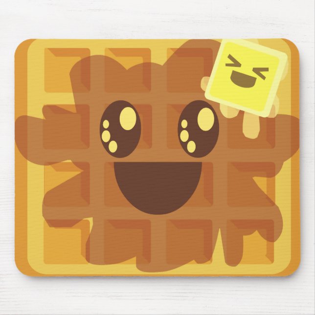 Alfombrilla De Ratón desayuno kawaii waffle con mantequilla y jarabe de (Frente)