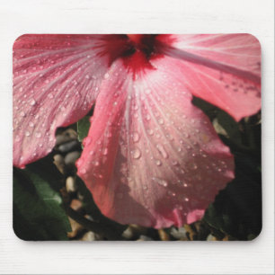 Alfombrilla De Ratón Descensos rosados del agua del hibisco