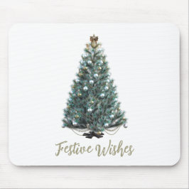 Alfombrilla De Ratón Deseos festivos. Diseño de árbol de Navidad