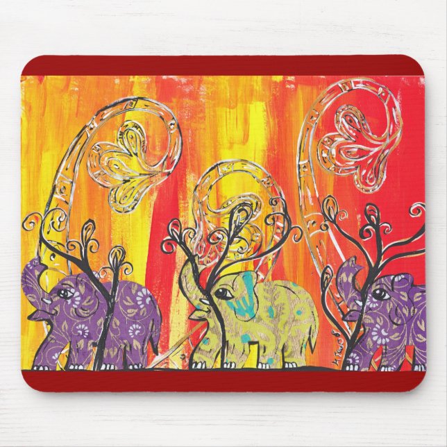 Alfombrilla De Ratón Desfile feliz Mousepad del elefante (Frente)