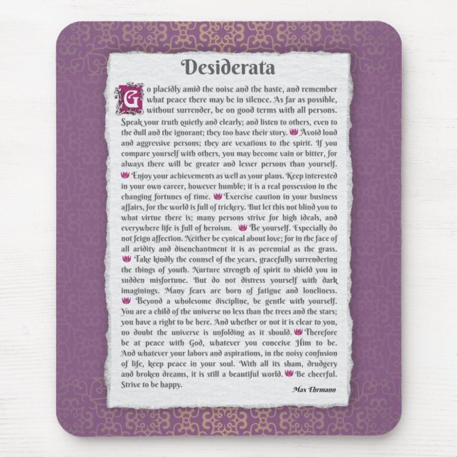 Alfombrilla De Ratón Desiderata - Cosas deseadas (Frente)
