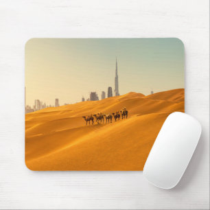 Alfombrilla De Ratón Desiertos Vista aérea de Dubai con camellos