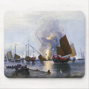 Alfombrilla De Ratón Destruyendo juncos de guerra chinos 1843