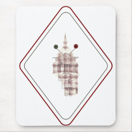 Alfombrilla De Ratón Detalhista Preto Catedral e Vespa Nostálgica