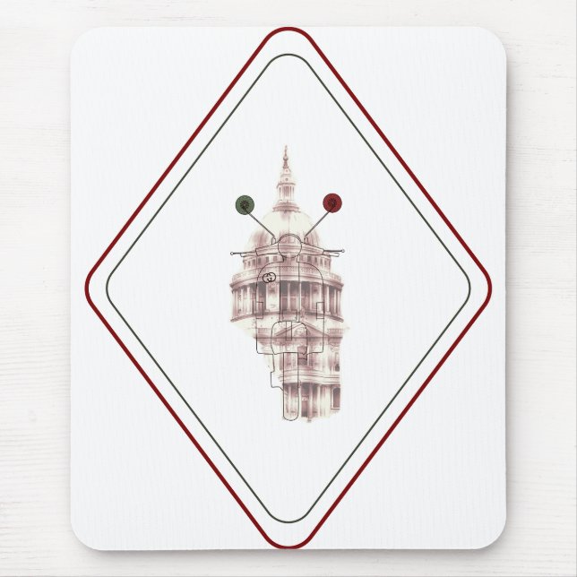 Alfombrilla De Ratón Detalhista Preto Catedral e Vespa Nostálgica (Frente)