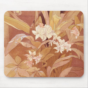 Alfombrilla De Ratón Detalle floral Art Nouveau de Alphonse Mucha