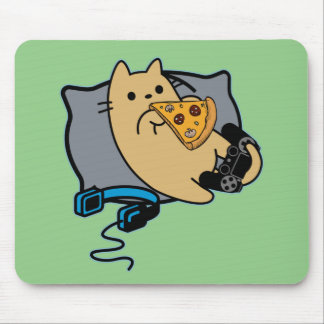 Alfombrilla De Ratón Detienen juego de pizza para consumo de gato Nerdy