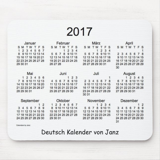 Alfombrilla De Ratón Deutsch 2017 Kalender (Frente)