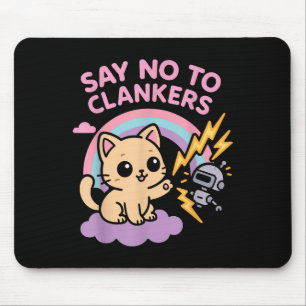 Alfombrilla De Ratón Di No A Clankers Anti Ai Robots Gatito Lindo Lluvi