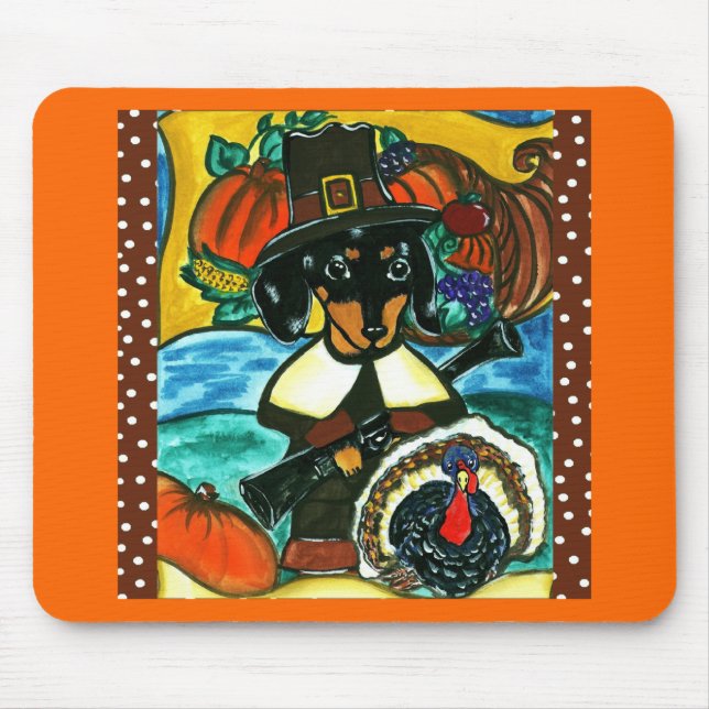 Alfombrilla De Ratón Día de Acción de Gracias Dachshund (Frente)