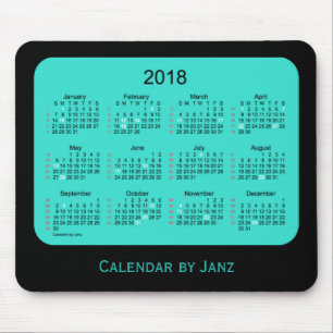 Alfombrilla De Ratón Día de fiesta 2018 calendario de la turquesa de 52