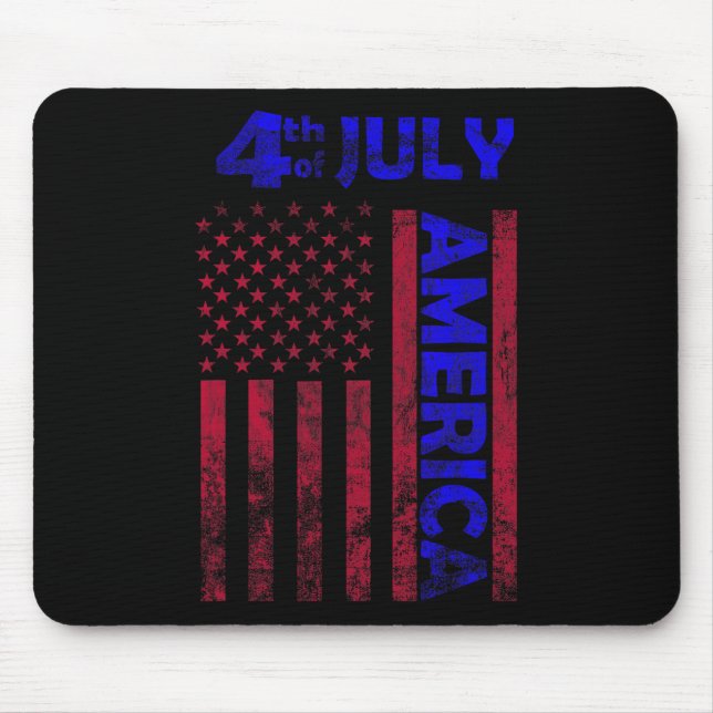 Alfombrilla De Ratón Día De La Bandera Estadounidense 4 De Julio Feliz  (Frente)