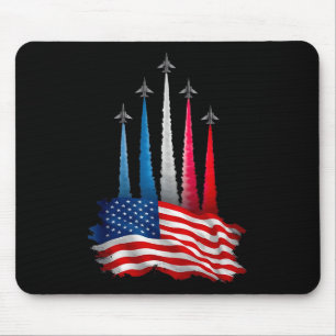Alfombrilla De Ratón Día de la Independencia Bandera Americana Aviones