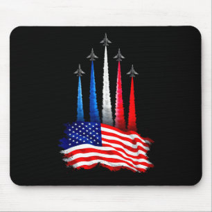Alfombrilla De Ratón Día de la Independencia Bandera Americana Aviones 