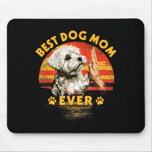 Alfombrilla De Ratón Día de la madre divertido perro puesta de sol retr
