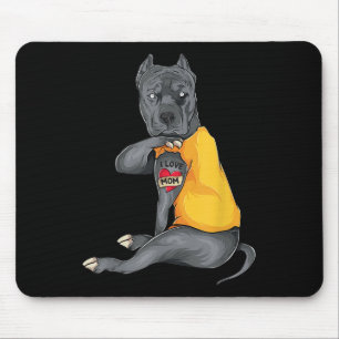 Alfombrilla De Ratón Día de la Madre Perro gracioso Pitbull Amo A Mamá 