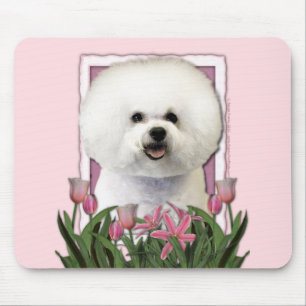 Alfombrilla De Ratón Día de la Madre - tulipanes rosados - Bichon Fris