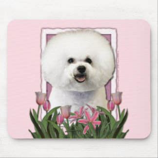 Alfombrilla De Ratón Día de la Madre - tulipanes rosados - Bichon Frise