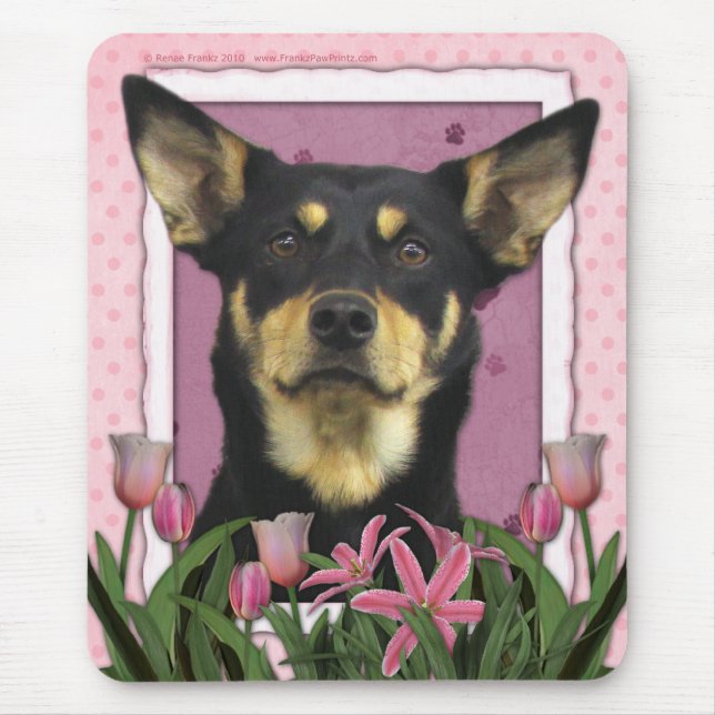 Alfombrilla De Ratón Día de la Madre - tulipanes rosados - Kelpie (Frente)