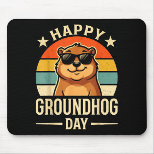Alfombrilla De Ratón Día de la Marmota Retro Feliz Día del Cerdo de Tie