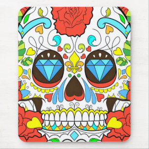 Alfombrilla De Ratón Día de la Muerte Colorida Arte del Calavera