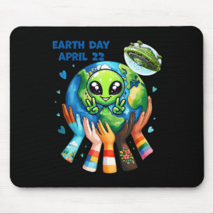 Alfombrilla De Ratón Día De La Tierra Niños Mujeres Y Hombres Felices E