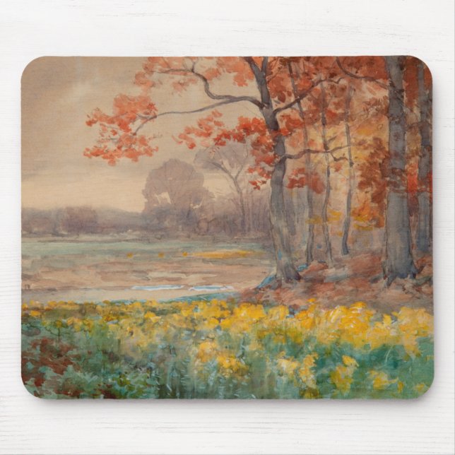Alfombrilla De Ratón Día de las Flores Amarillas Gris, 1911 (Frente)