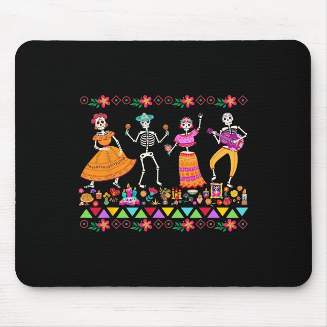 Alfombrilla De Ratón Día De Muertos Día De Los Muertos Esqueleto Mexica (Frente)