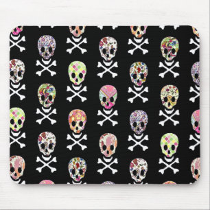 Alfombrilla De Ratón Día de Muertos Mexicano Calavera Cruz de Huesos