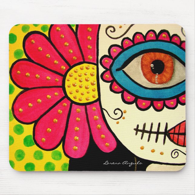 Alfombrilla De Ratón Día de "Rosa Mexicano" - de los muertos (Frente)