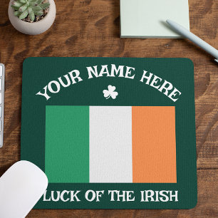 Alfombrilla De Ratón Día de San Patricio Bandera de Irlanda Nombre Pers