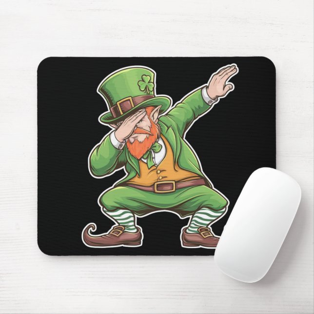 Alfombrilla De Ratón Día de San Patricio Leprechaun Verde Dab Dabbing  (Con ratón)