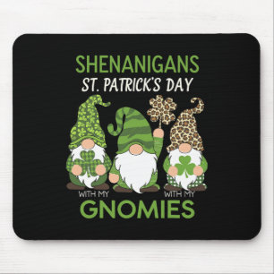 Alfombrilla De Ratón Día de San Patricio Shamrock Afortunado Gnomos Leo