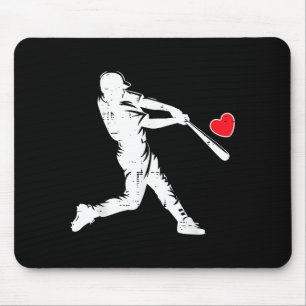 Alfombrilla De Ratón Día de San Valentín Béisbol Bateador Silueta Coraz