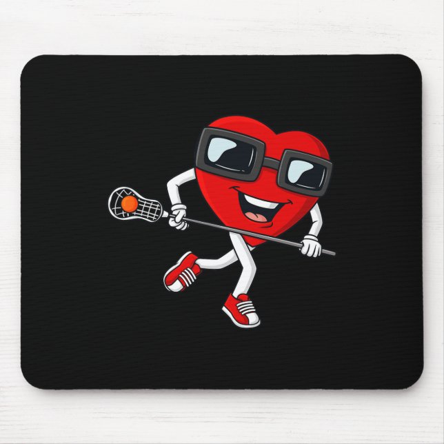 Alfombrilla De Ratón Día de San Valentín Cardiopatía Lacrosse Stick Boy (Frente)