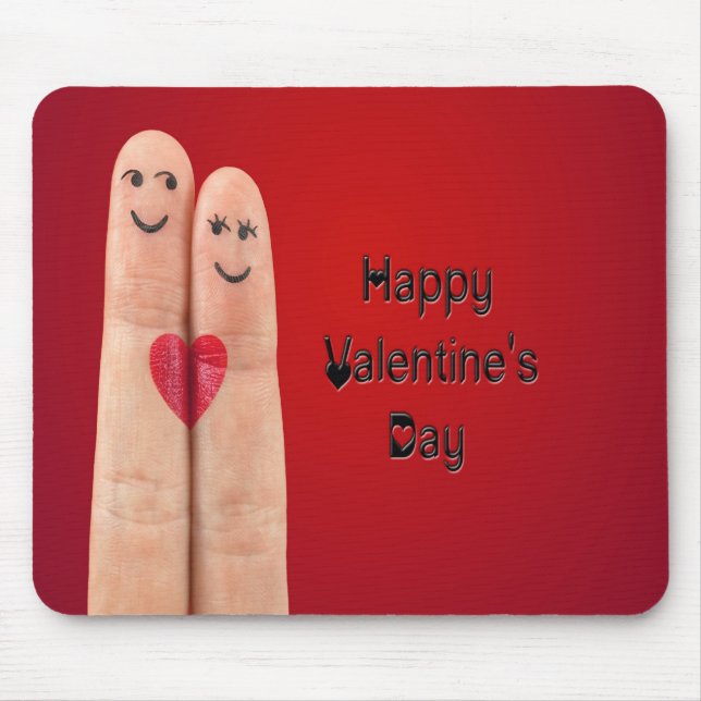 Alfombrilla De Ratón Día de San Valentín de dedos felices (Frente)