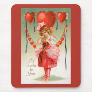 Alfombrilla De Ratón Día de San Valentín de época, Chica victoriano con