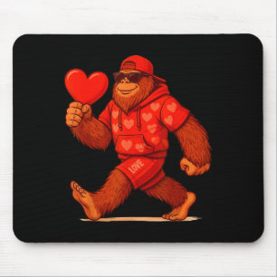 Alfombrilla De Ratón Día de San Valentín Divertido Bigfoot Corazón Sing